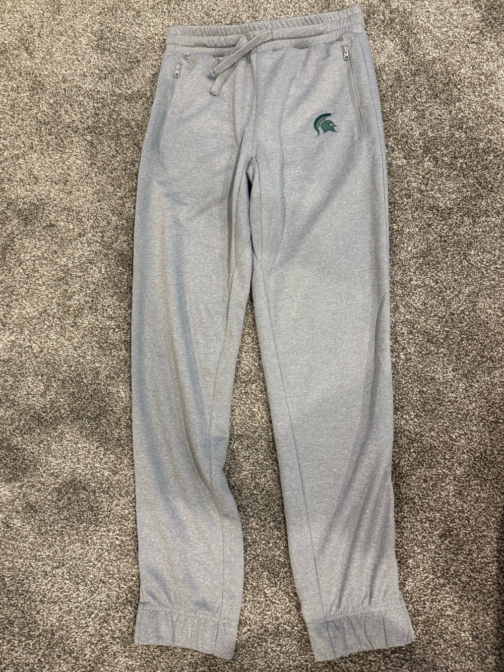 Men's Gray Sweatpants Joggers with Green Spartan Logo